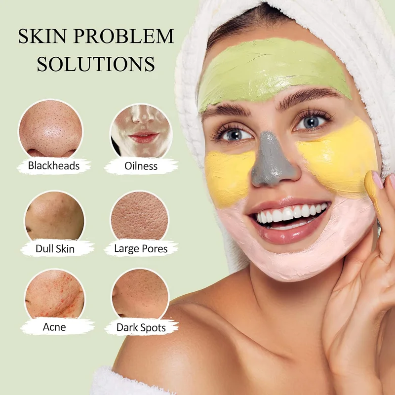 Deep Cleansing Clay Mask Set Vitamin C Turmeric Clay Mask Dead Sea Mud Face Masks Skincare for Pores Moisturizing 320g
