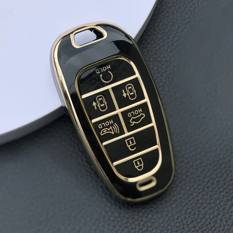 Soft TPU Smart Remote Car Key FOB Cover Holder Case Fit for Hyundai 2020  2021 Sonata 2022 Tucson Full Protection Car Key Shell Accessories (4  Button-Black) price in UAE,  UAE