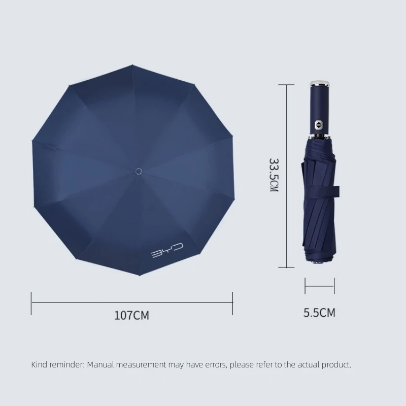 Fully Automatic Folding Umbrella with Double Bones LED Windproof Parasol For BYD F3 E6 Atto 3 Yuan Plus Song Max F0 G3 I3 Ea1