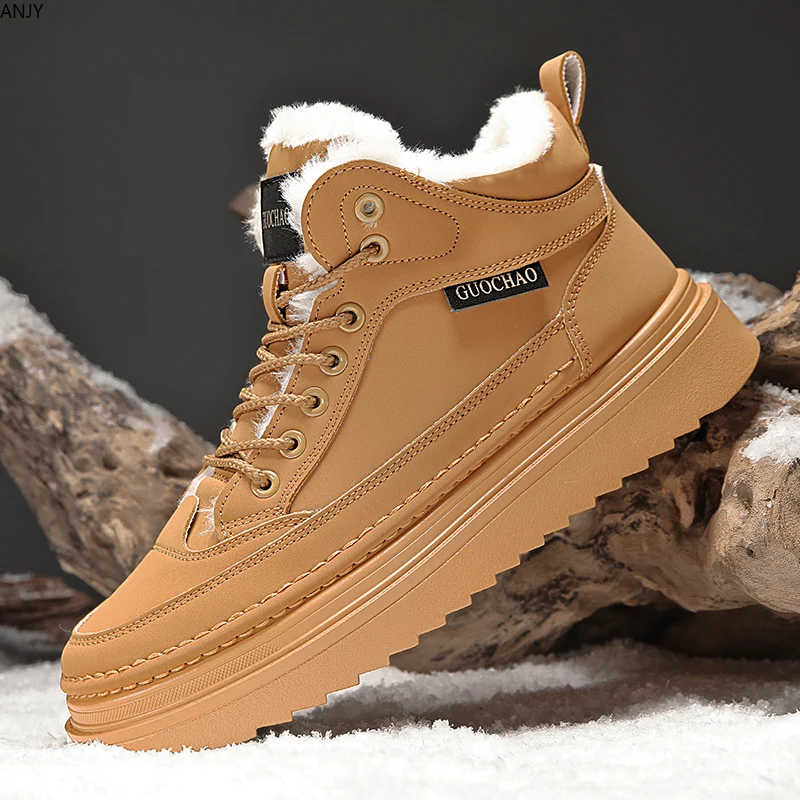 

2023 Men's Winter Snow Boots Student Warm Plush Waterproof Shoes Man Sneakers for Men Boots