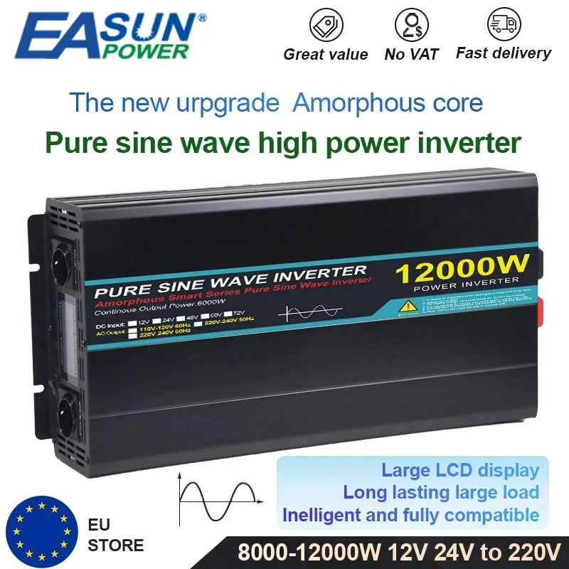 Potenza 8000W 12000W Inverter 12V 24V A Ac 220V Onda Sinusoidale Pura Inverter Trasformatore Convertitore Di Frequenza Di Tensione