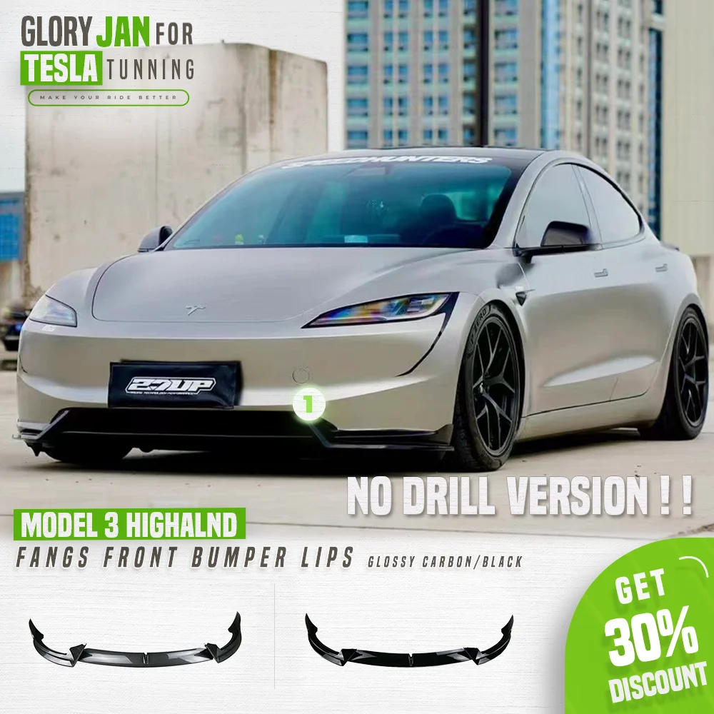 Tesla Model 3 Highland Front Lip Fangs-Tesla-Front-Lip-For-Tesla-Model-3-Highland-2024-Front-Bumper-Lip