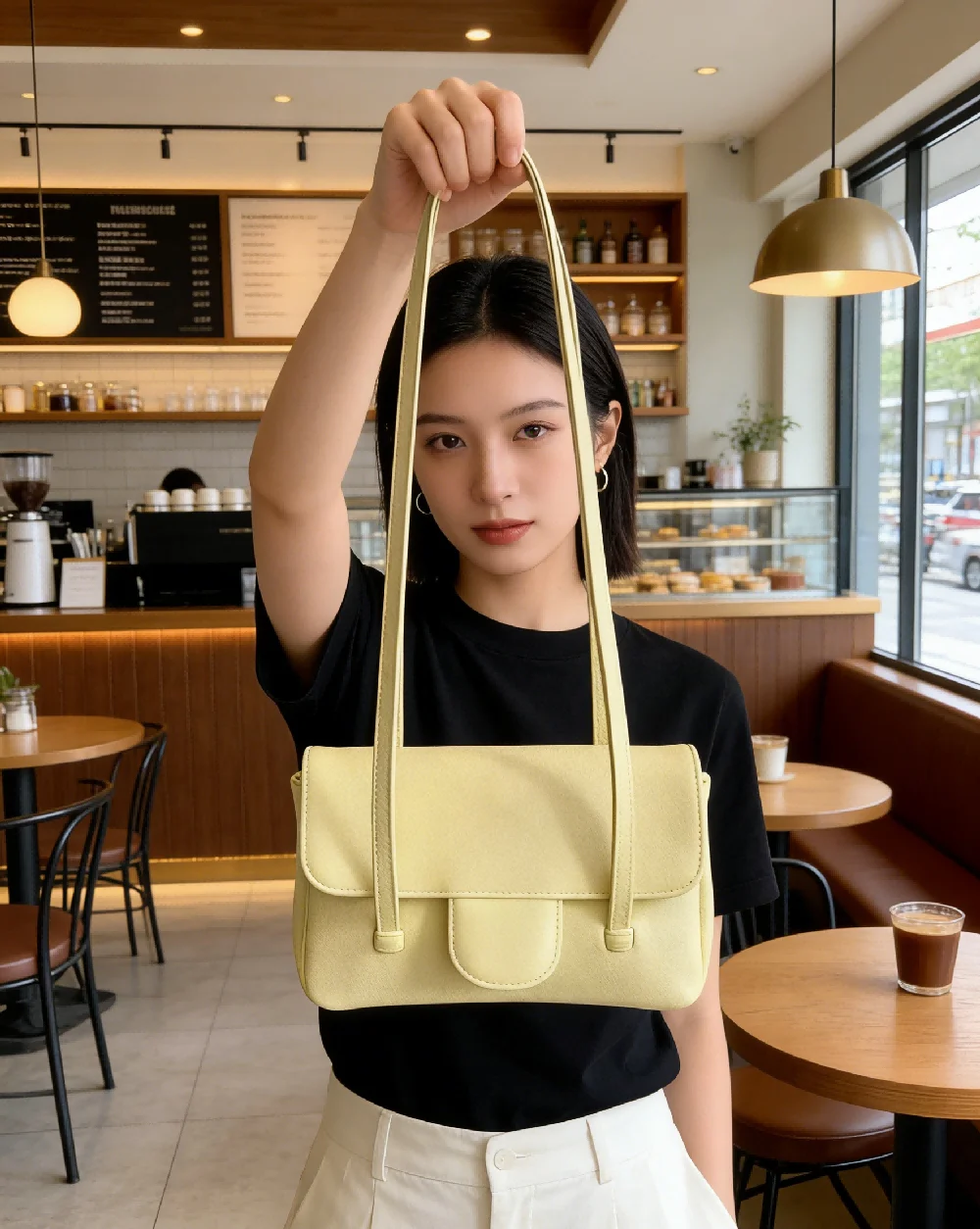 Fashionable Retro Handbag Women's Handbag Korean Style Single Shoulder Bag Urban Minimalist Style Medium Square Bag