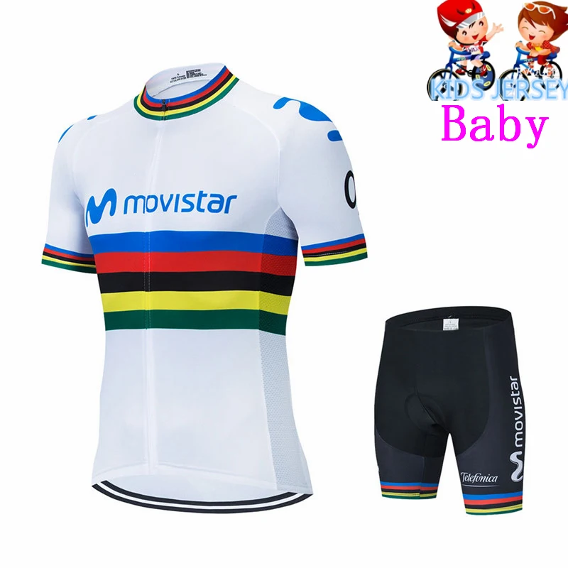 Movistar Kids Fluorescent Green Cycling Jersey Set Mountain Bike Clothes Sportswear Racing Children Bicycle Clothing Cycling Kit 5