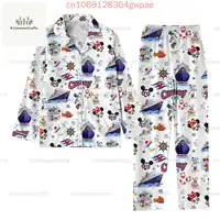 Disney Mickey Mouse Cruise Pajama Set Minnie 3d Printed Casual Men's and Women's Long Sleeved Shirt Pajama Set 1