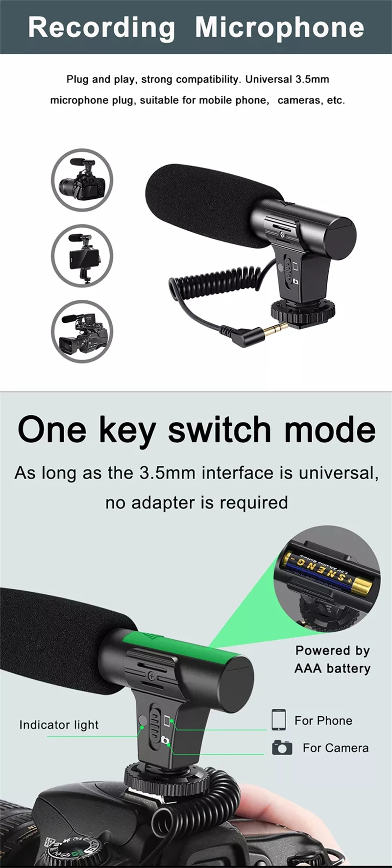 Portable LED Selfie Light Mic Set Black Camera Smartphone Mobile Phone Microphone Live Volg YouTube TikTok Photography Kit photography light reflector