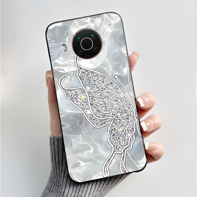 Floral Cartoon Design Soft Silicone Black Phone Case