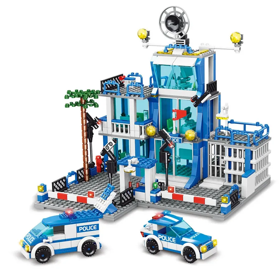 

Городской спецназ полицейский участок центр блок DIY автомобиль полицейский здание кирпичная игрушка для мальчиков