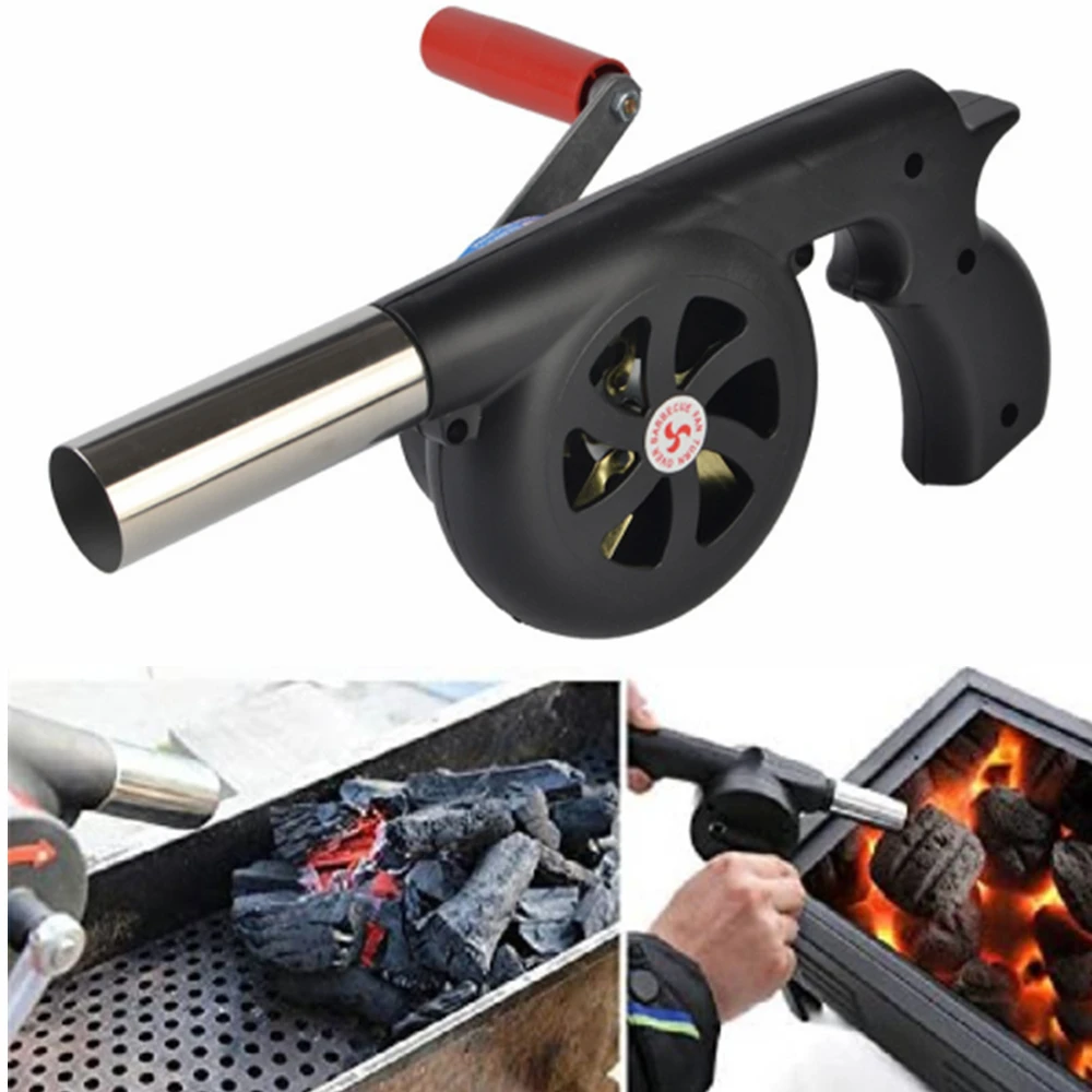Outdoor Cooking BBQ Fan Portable Hand Crank Fan Air Blower Grill Picnic Camping Stove Accessories Barbecue Fire Bellows Tools bbq fan barbecue blower