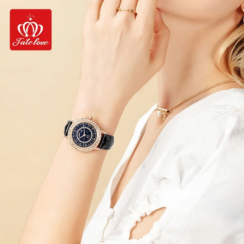 Fate Love 827 Luxury Quartz Watch For Women Fashion Casual Waterproof Strap Elegant Digital Starry Sky Glow Dial Women's Watches