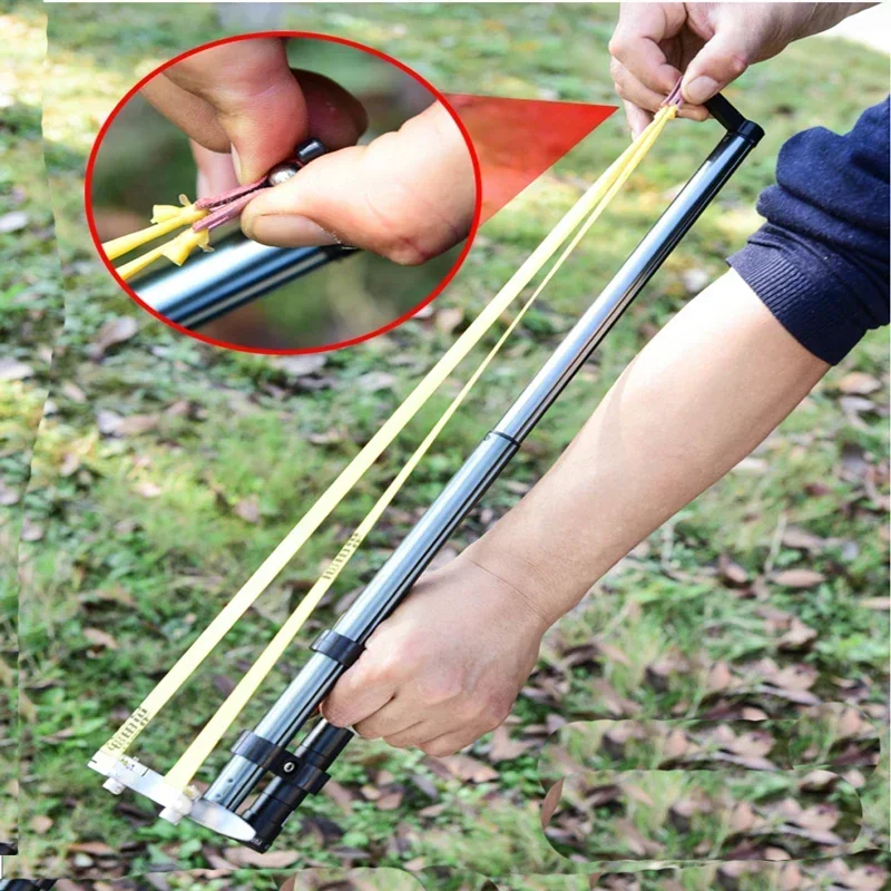 Steel Slingshot Slingshot Straight Rod High Precision Telescope High Power Red Laser Flat Rubber Band Stainless Steel Outdoor Hunting Slingshot