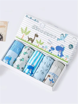 5 Шт/лот Детское нижнее белье хлопок мультфильм дети нижнее белье динозавр шаблон Briefs Для мальчиков дышащий мягкий мальчик трусы 2-13T