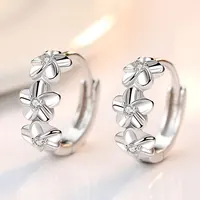 Top Sale 925 Sterling Silver Needle Earrings for Women's Wedding Fashion High Quality Jewelry Crystal Zircon Flower Cute Stud 2
