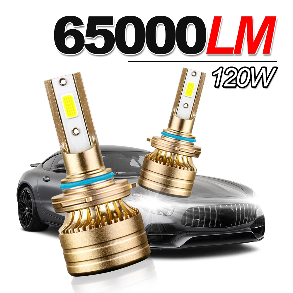 

65000Lm COB чип 12 в 120 Вт HI/LO H1 H4 H7 H11 9005 9006 6000K Автомобильная светодиодная лампа головного света Легкая установка высокая яркость