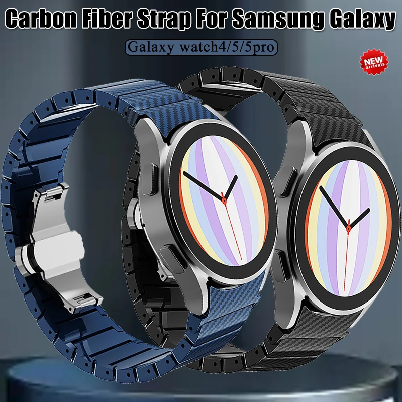 

Ремешок из углеродного волокна для Samsung Galaxy watch 5Pro 45 мм, роскошный звеньевой браслет для galaxy watch 5/4 44 мм 40 мм, аксессуары для часов