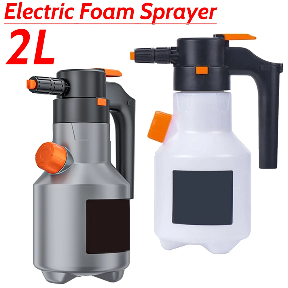 2L Electric Foam Sprayer Car Wash Foam Sprayer Multi-Function Cordless Foaming Spray Automatic Plant Mister Car Wash Accessories