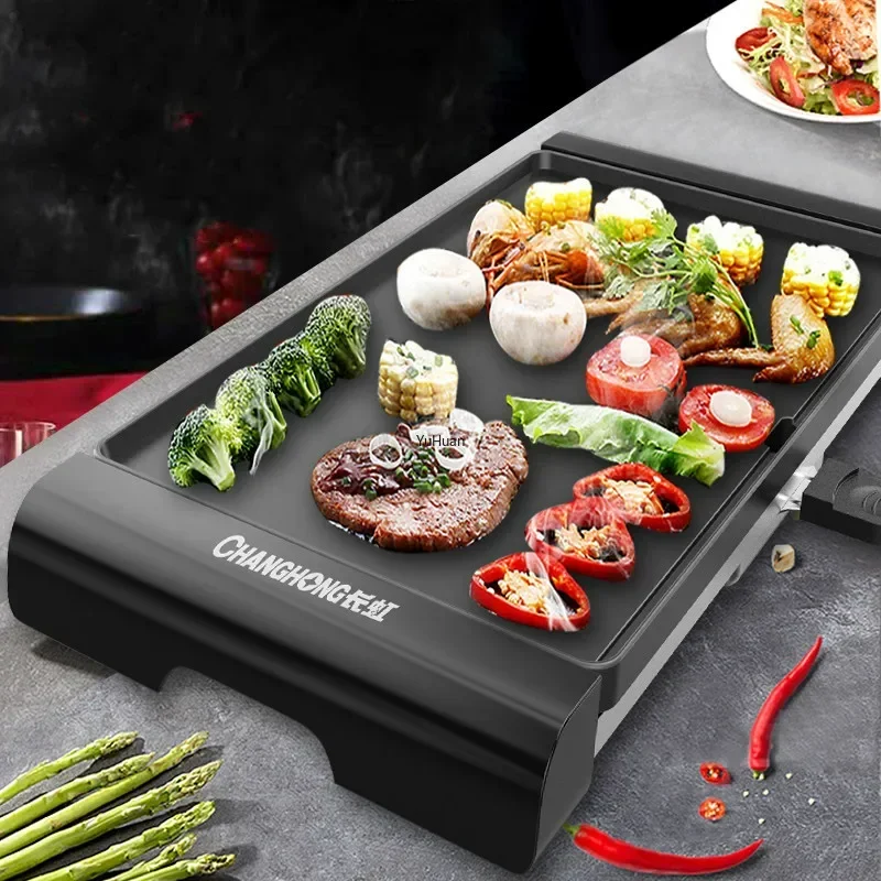 Large Electric Grill Barbecue Household Smokeless Electric Grill Pan Non-stick Grill Pan Grilled Fish Electric 220V 3