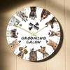 Cat And Dog Grooming Salon Personalized Print Wall Clock for Vet Clinic Pet Groomer Shop Decorative Wall Sign Silent Wall Watch 2