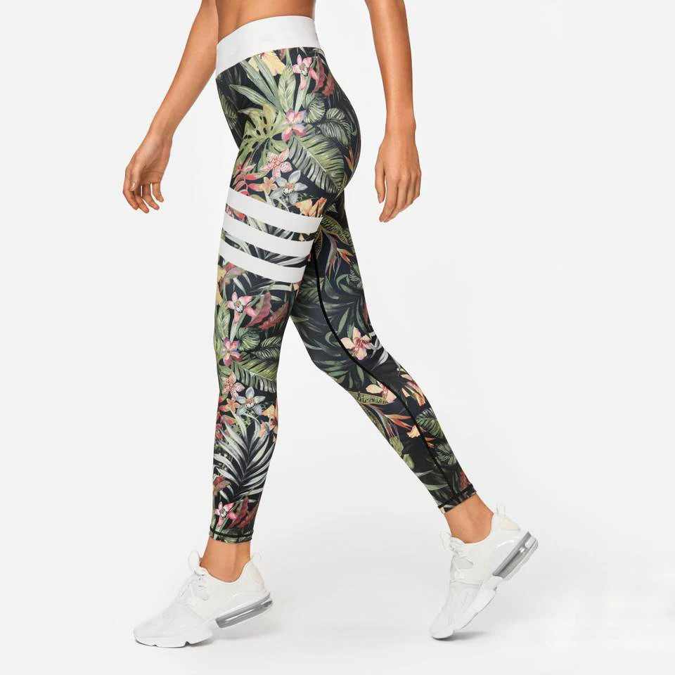 

NAIKEWAY Forest Bodysuit and Tank Top Set Fitness Yoga Pants High Quality Floral Pattern Autumn Skinny Outdoor Sports Leggings