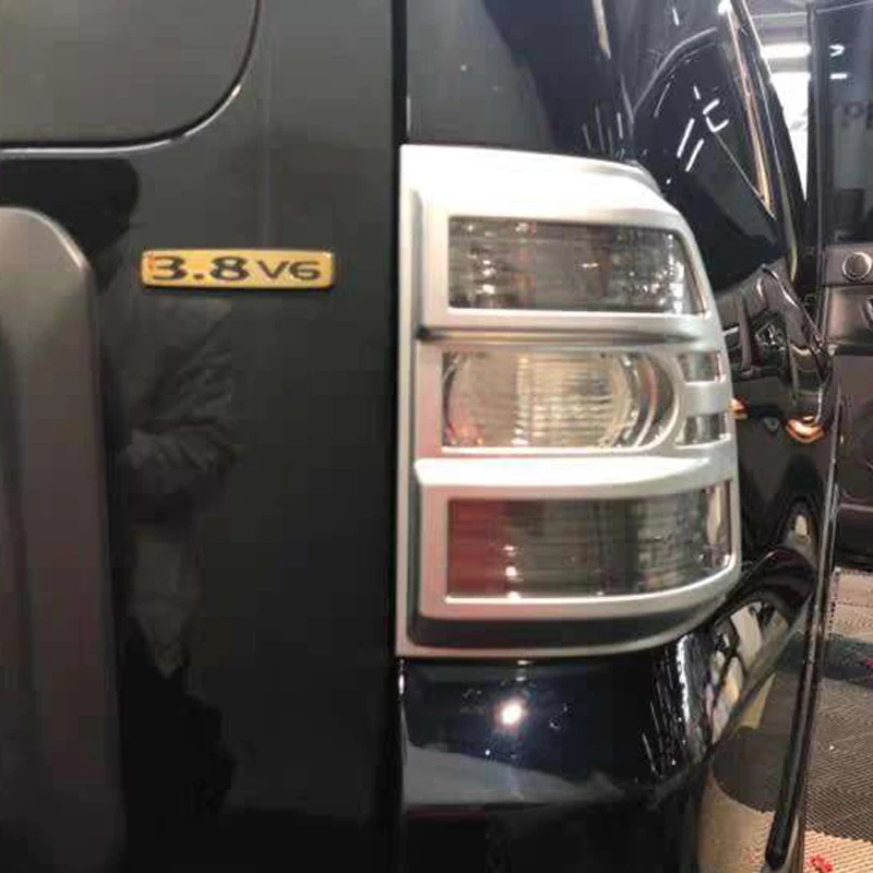 미쓰비시 PAJERO V93/V97 2007 -2022 미등 가드 실버용 무광 블랙 후면 램프 커버, 2 개