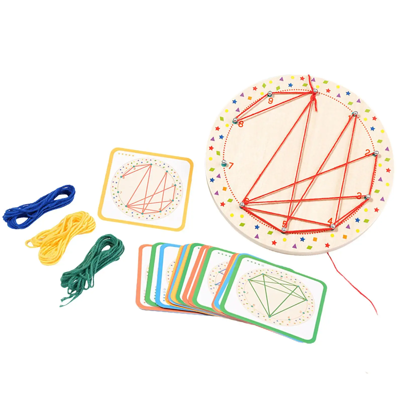Wooden Threading Board with 20 Lacing Cards Shape Lacing Projects for Children Birthday Gift Ages 3 4 5 Years Old Activity