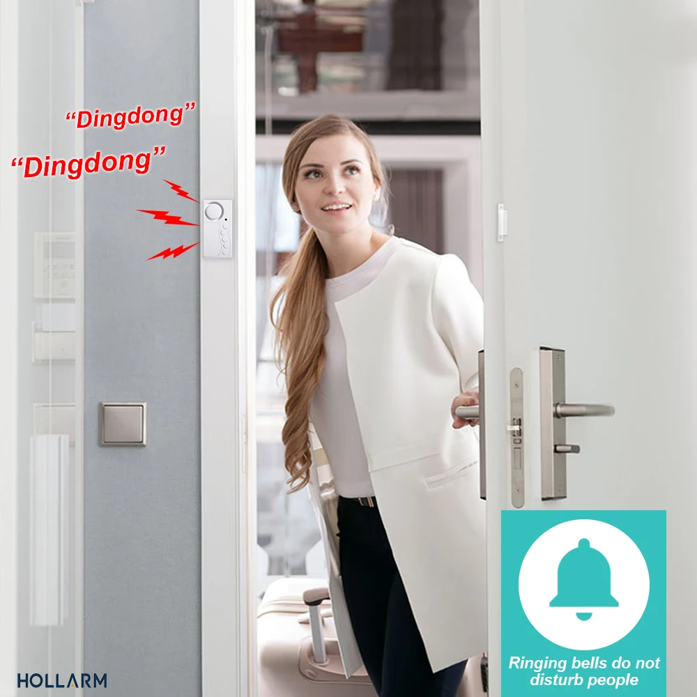 Hollarm Door Opening Sensor Wireless Time Delay Door Alarm Anti-theft Door Window Security Alarm Refrigerator Alarm Door Sensor