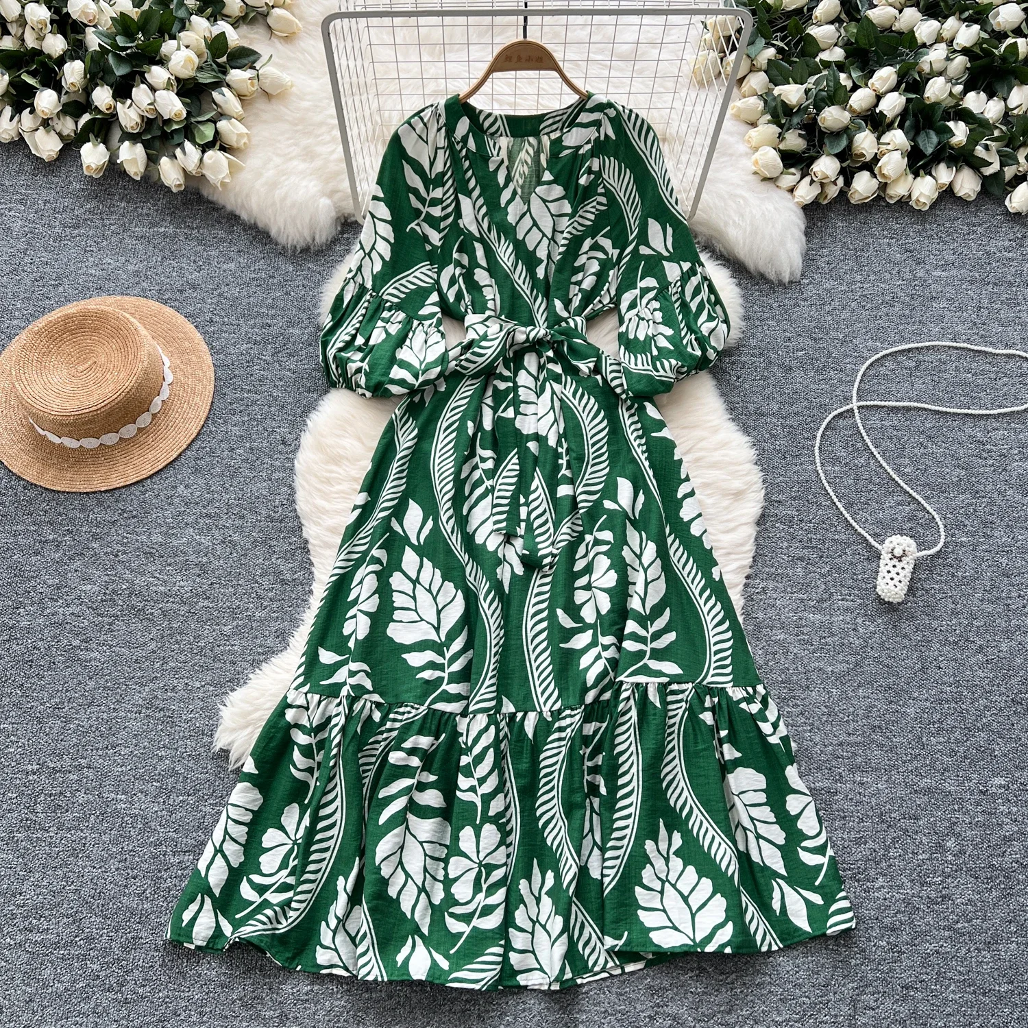 Elegant Lantern Sleeves Vintage V-neck Chic Print Slim Bandage A-line Long Dresses French Evening High Street Autumn Clothing - AliExpress 200000345 Elegant Lantern Sleeves Vintage V-neck Chic Print Slim Bandage A-line Long Dresses French Evening High Street Autumn Clothing - AliExpress 200000345