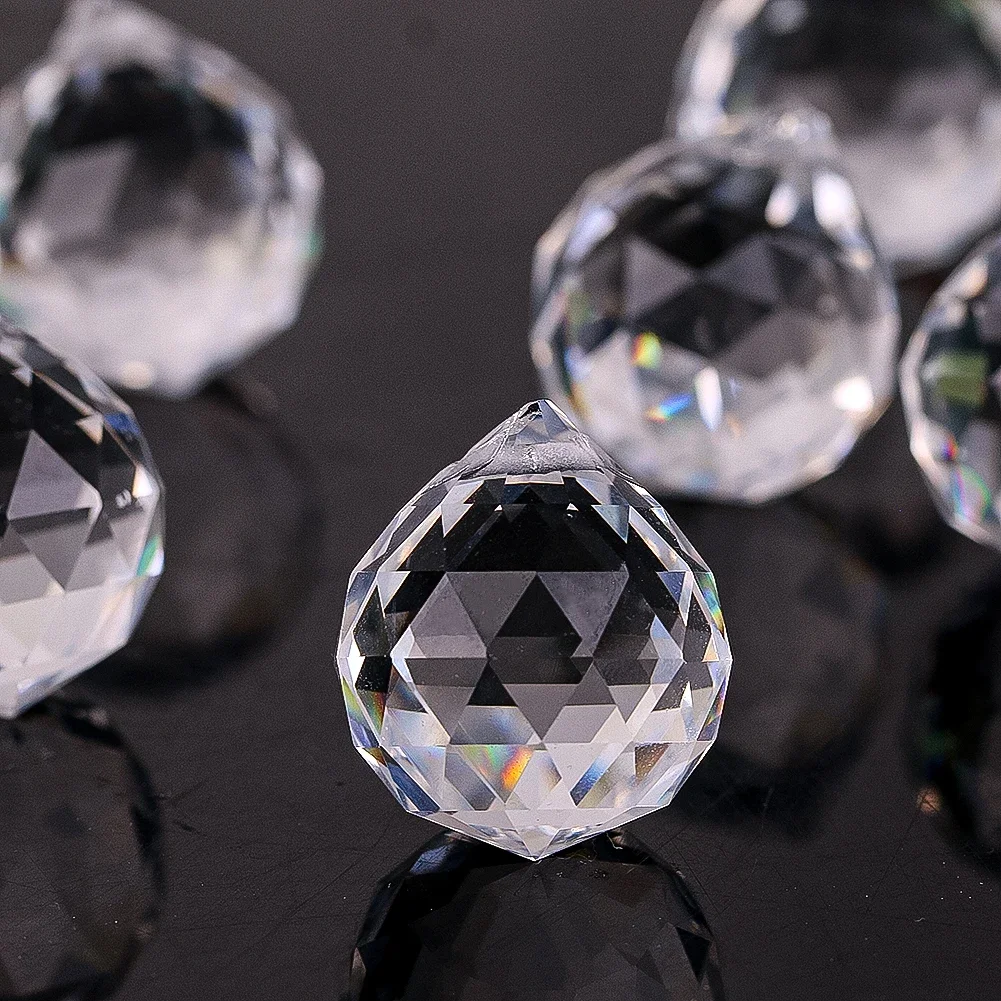 20MM Crystal Clear Lighting Ball Pendant Glass Beads Diy Handmade Loose Bead Jewelry Sun Catcher Chandelier Accessories