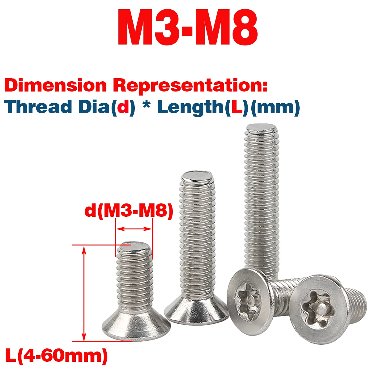 

304 SS Countersunk Flat Head Torx Anti-Theft Screw With Column M3-M8