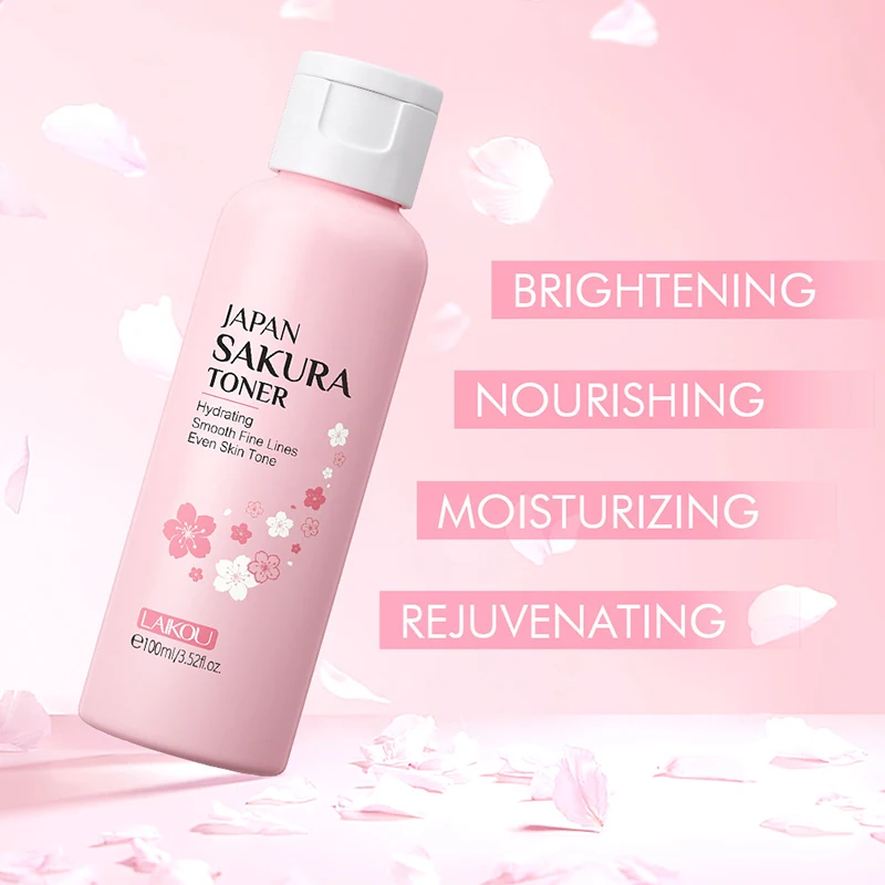 2pcs LAIKOU Sakura Facial Toner Moisturizing Oil Control Soothing Hydrating Skin Firming Face Liquid Essence Skin Care Products facial essence face toner