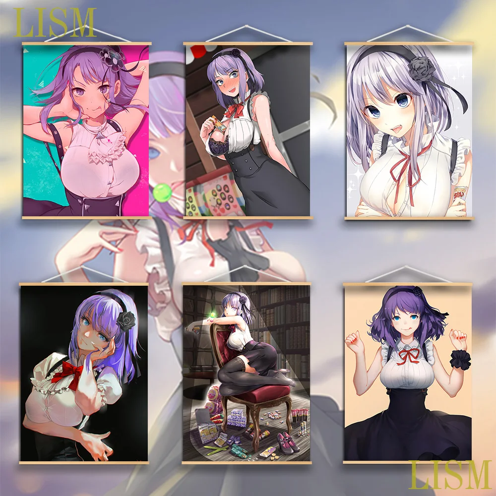 

Dagashi Kashi Shidare Hotaru Endou Saya Anime manga wall Poster solid wood hanging scroll with canvas painting