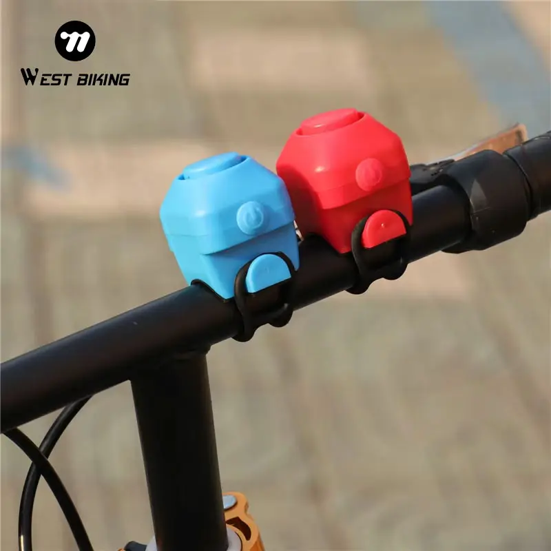 WEST BIKING Electric Bicycle Bell 130dB Horn Rainproof MTB Road Bike Handlebar Ring Silica Gel Shell Speaker Cycling Accessories