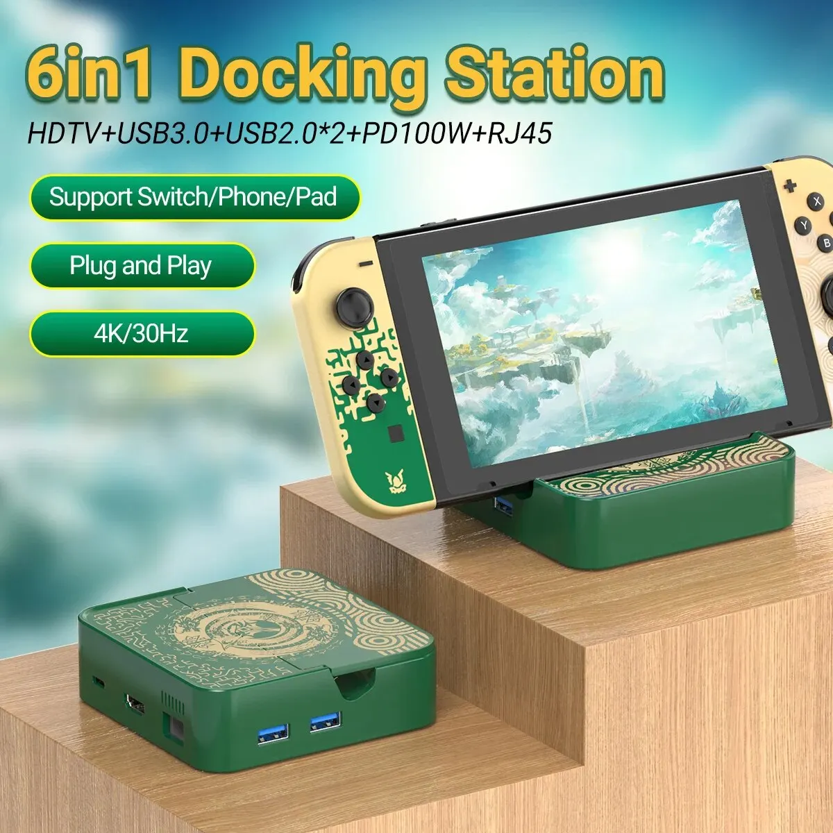 6 in 1 Hub USB-C Game Dock Station Multi-Port Adapter HDMI USB RJ45 100M PD Charging Interface For Nintendo Switch usb port adaptor usb hub converter usb hub adapter type c docking station docking station