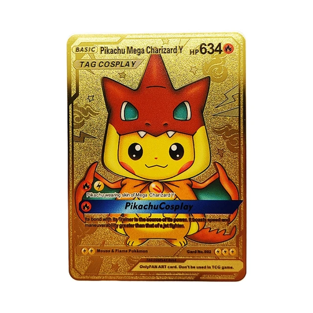 Pikachu Mega Rayquaza Pokemon Metal Gold Card Nintendo
