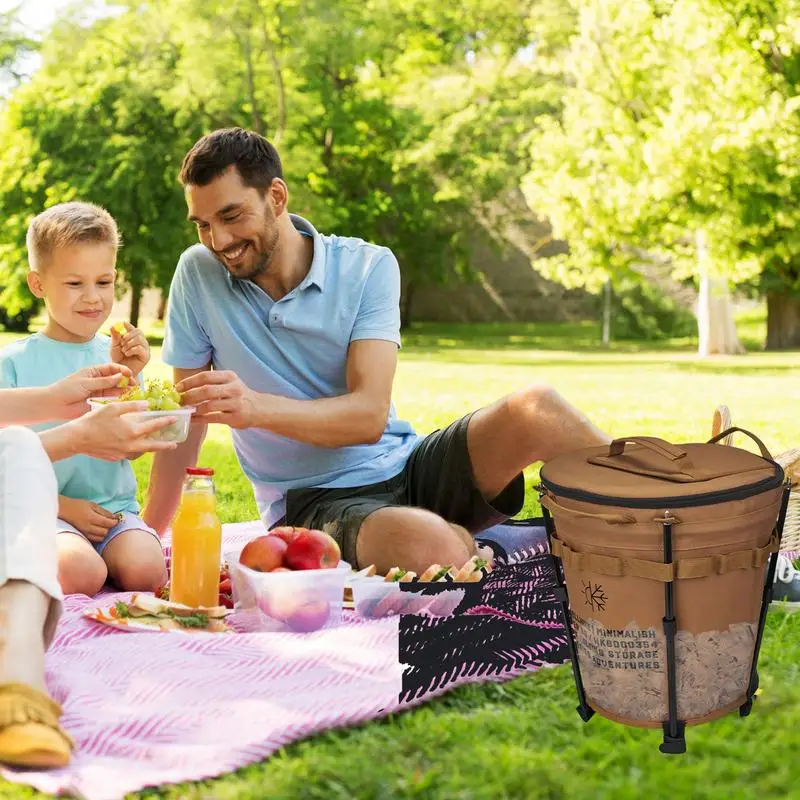 Insulated Bucket Cooler 20L Foldable Outdoor Camping Ice Bucket Camping Container For Car Portable Waterproof Inner Layer