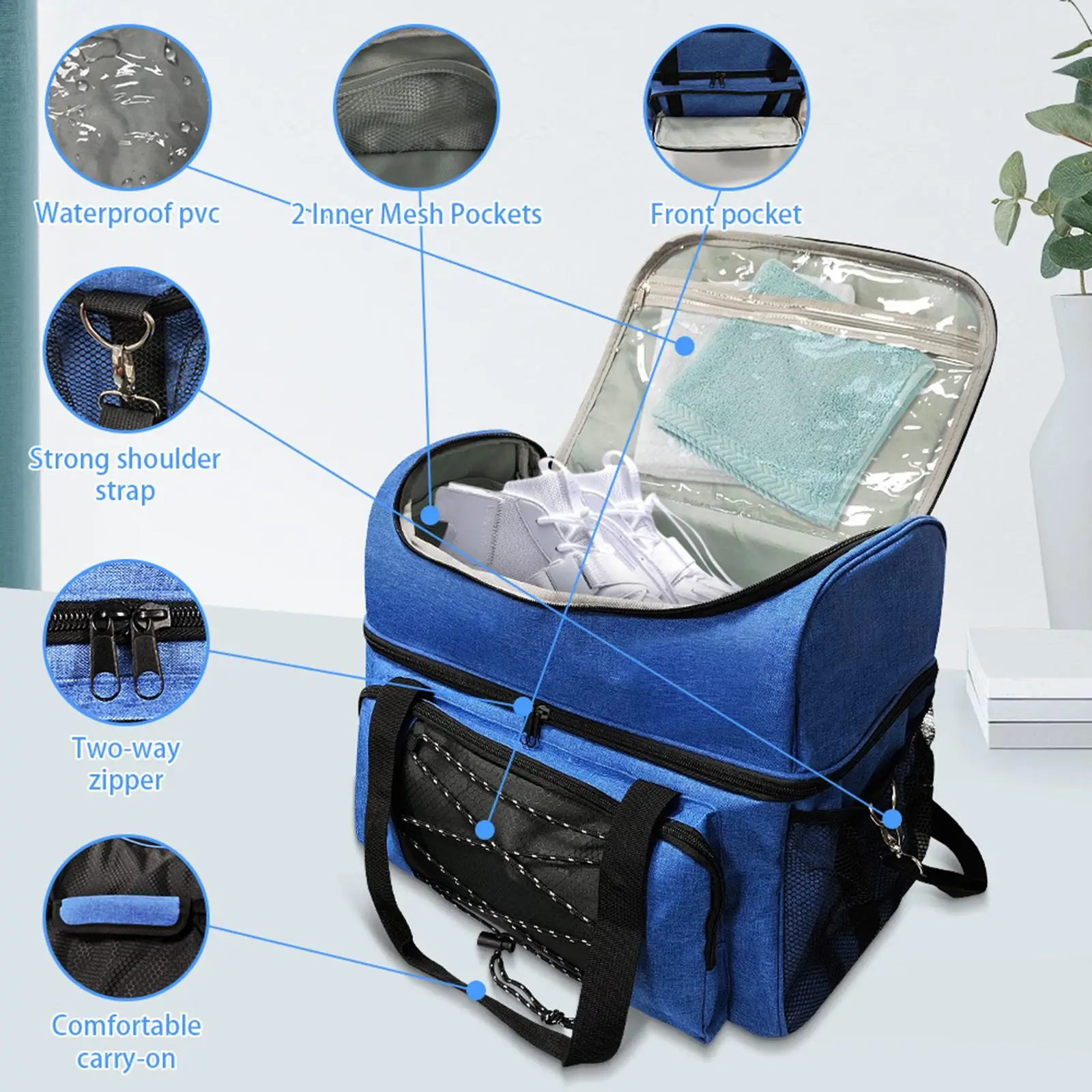 Bowling Bag for 2 Balls Large Capacity Bowling Ball Storage Bag with Adjustable Strap Equipment for Outdoor Sports