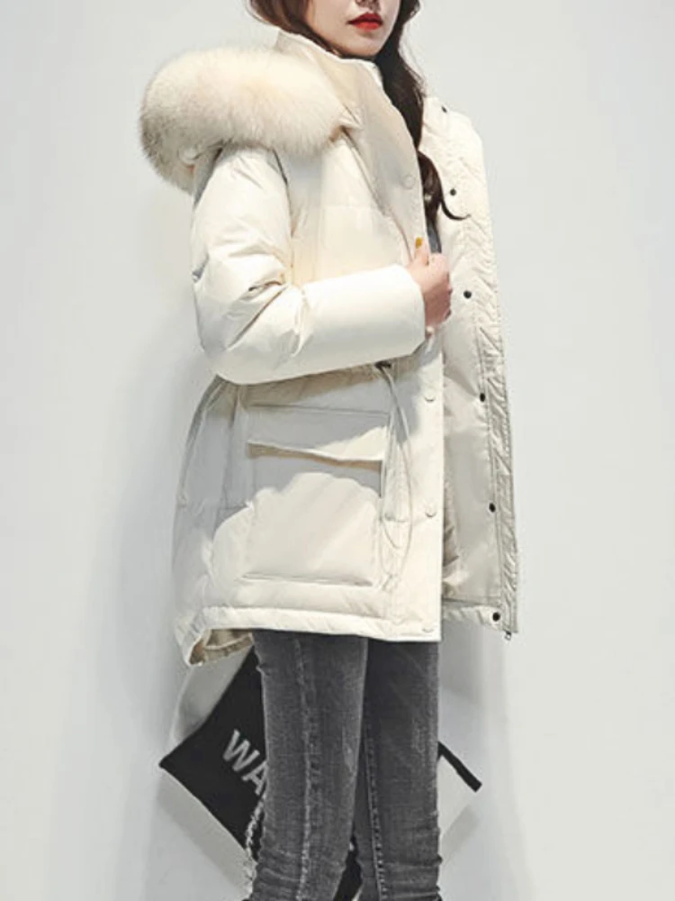 

Women's Winter Jacket Thick Warm Parka Hooded Casual Oversize Fur Collor Cotton Padded Parkas for Women Outwear Female 2023