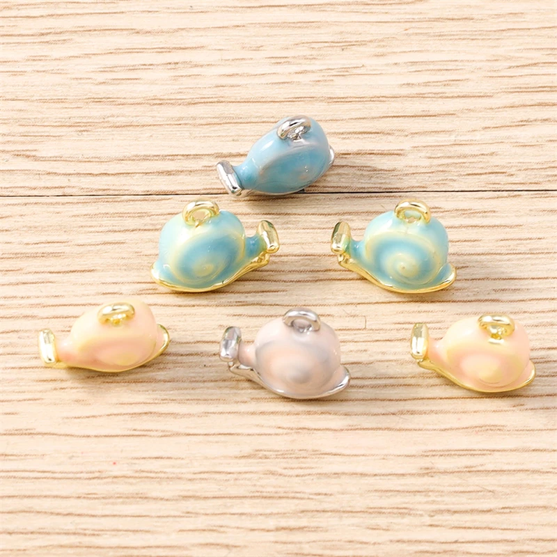 5 Stück 12 x 10 mm Cartoon-Tier-Charms, Emaille-Schnecken-Charms, Anhänger für Schmuckherstellung, Halsketten, Ohrringe, Armbänder, DIY-Bastelarbeiten, Geschenke – Detail 9