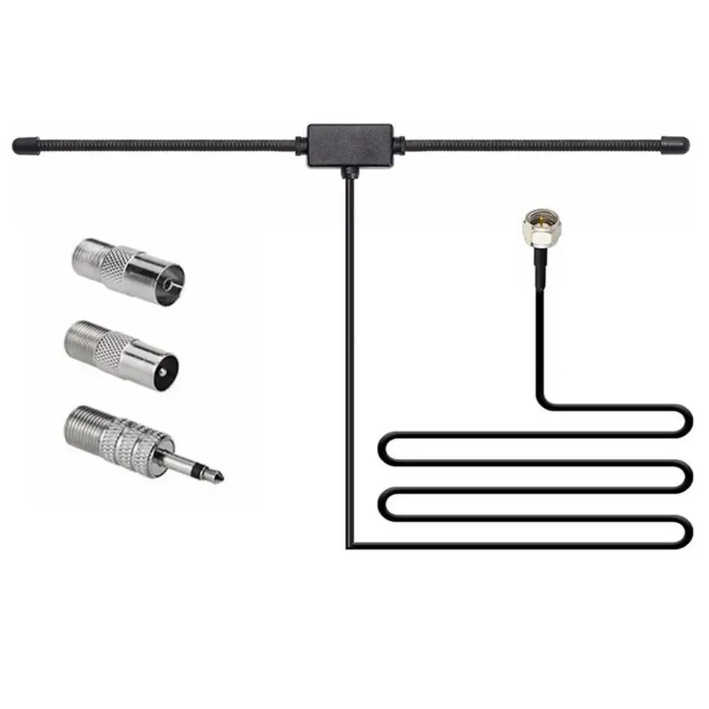 Enhanced FM Radio Antenna with Connector Adapter for Home and Car Audio Systems