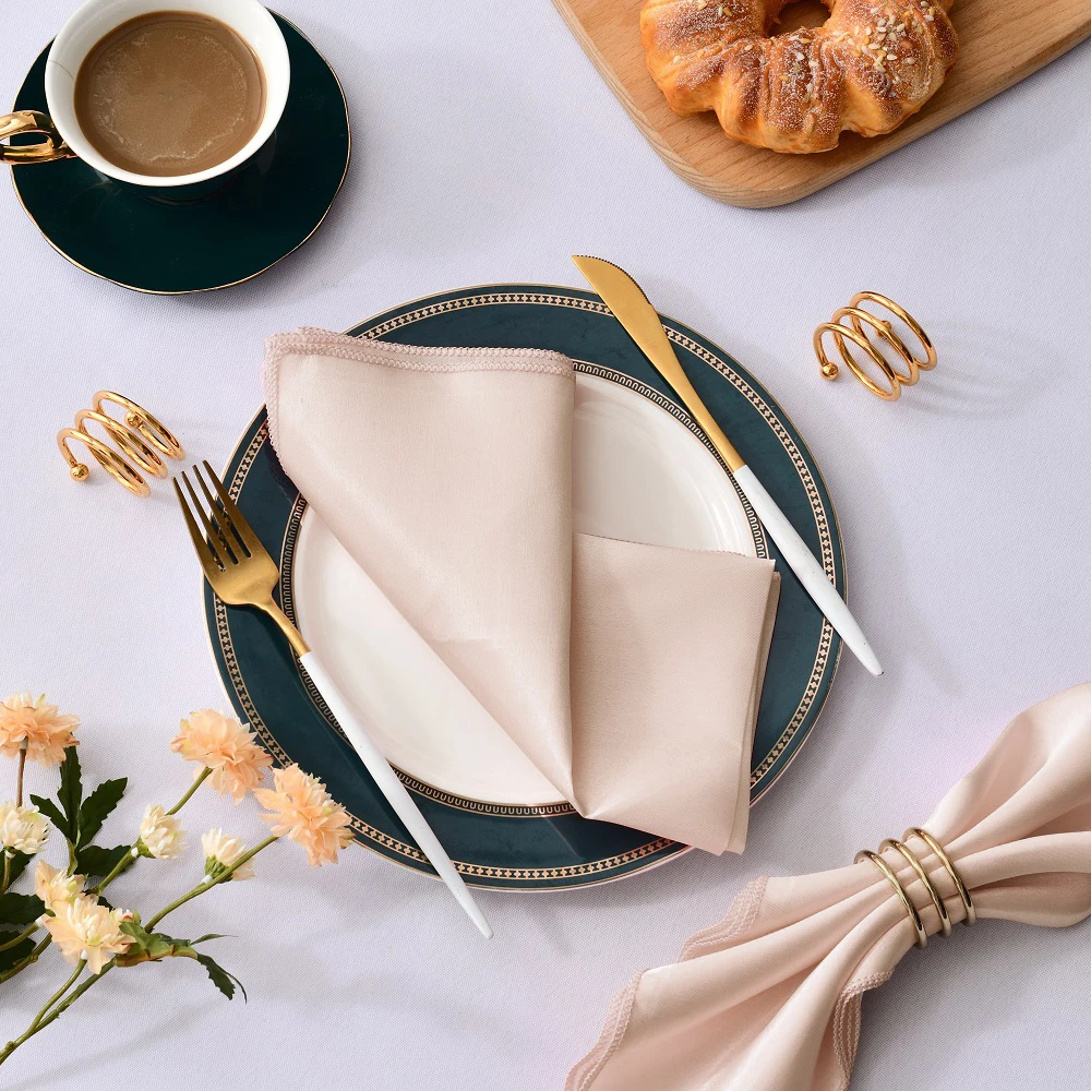 10pcs/lot 43*43cm Wedding Napkins Champagne Napkin Handkerchief Cloth Diner Banquet Wedding Party Birthday Home Table Decor
