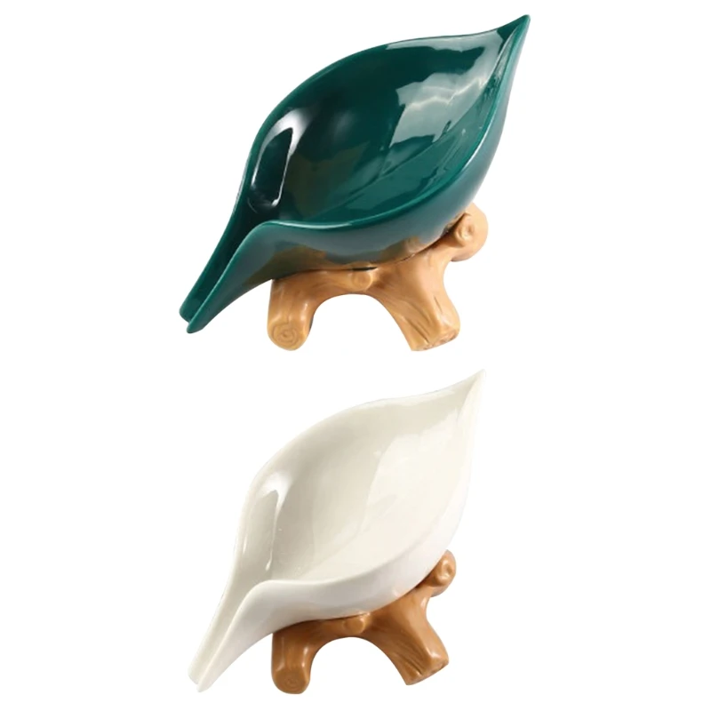 

Ceramic Soap Holder Storage Box Leaf Soap Dishes for Kitchen Bathroom