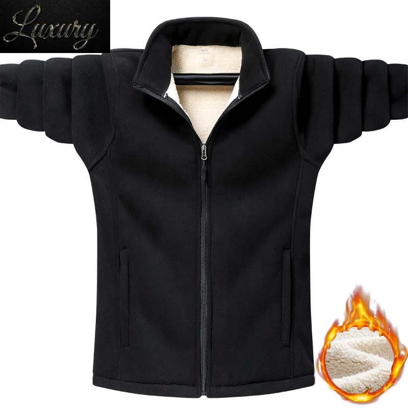 

2023 New Fleece Jacket Men Winter Thick Warm Outdoor Coral Velvet Coat Male Brand Outerwear Plus Size 7xl 8xl 9xl