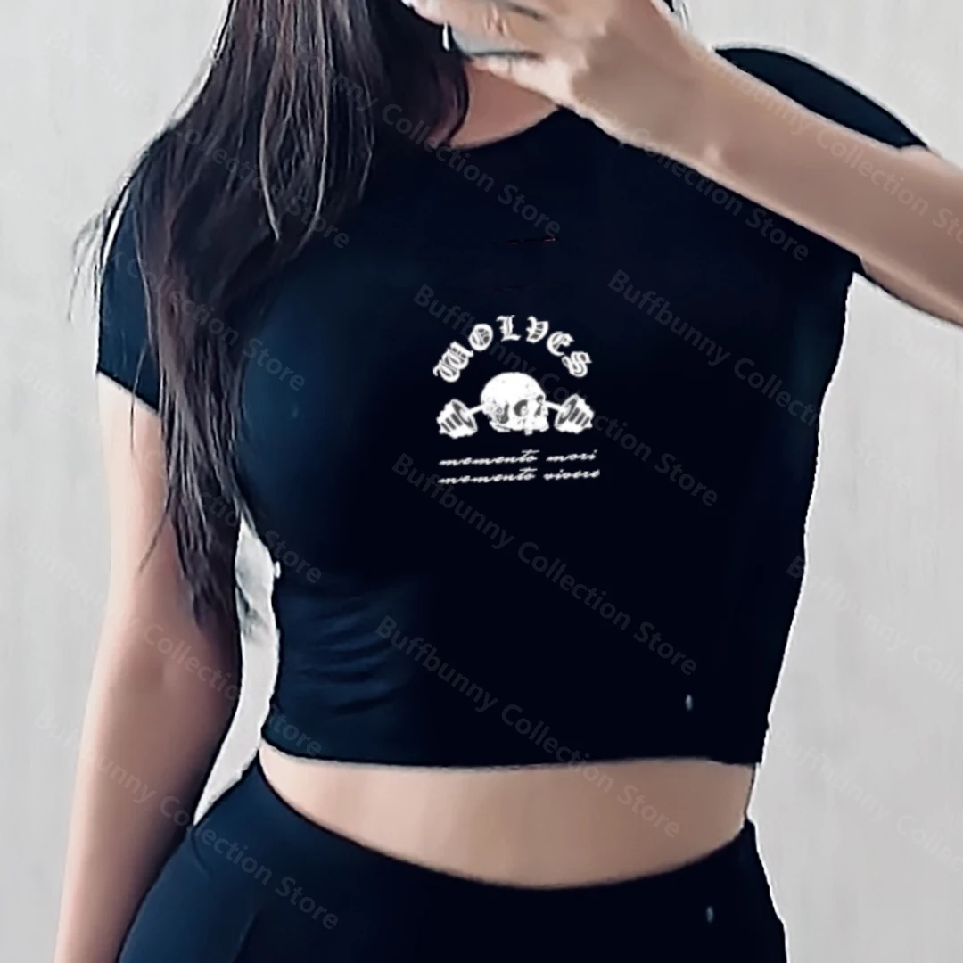 Women Gym Tops Bodybuilding Cropped Wear Fitness Tight Exercise Workout Elatsic Sports Yoga Shirt