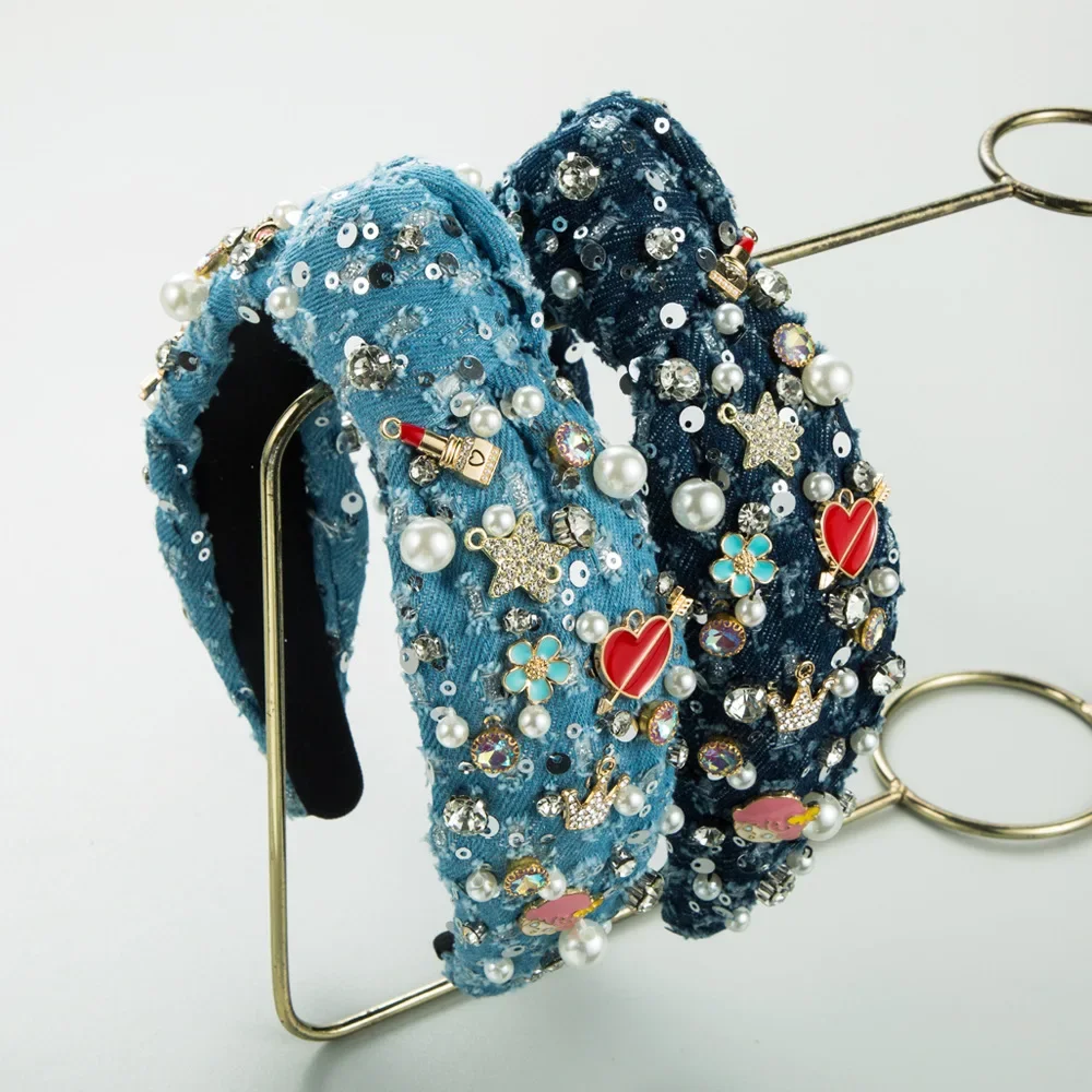 Autumn and Winter New Baroque Alloy Accessories Pearl Knotted Headband Versatile Banquet Hair Accessories