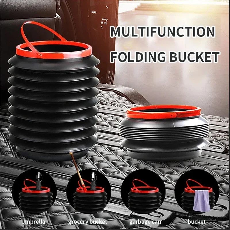 Car Wash Bucket 4L/18L Folding Bucket Portable Water Storage Buckets for Cars Outdoor Fishing Buckets Car Trash Accessories