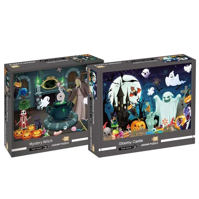 1000 Pieces Halloween Puzzles Spooky Paper Jigsaw Puzzles memory development toys Unique Halloween Toy Holiday Gift for kids holiday jigsaw halloween pc