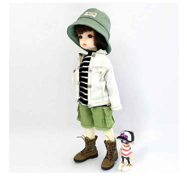 1/ 6 Bjd Doll Clothes Doll Stripe Long Sleeve T-Shirt Overalls Denim Shorts Suits For 1/6, Yosd, 30cm Sd Doll Accessories Toy