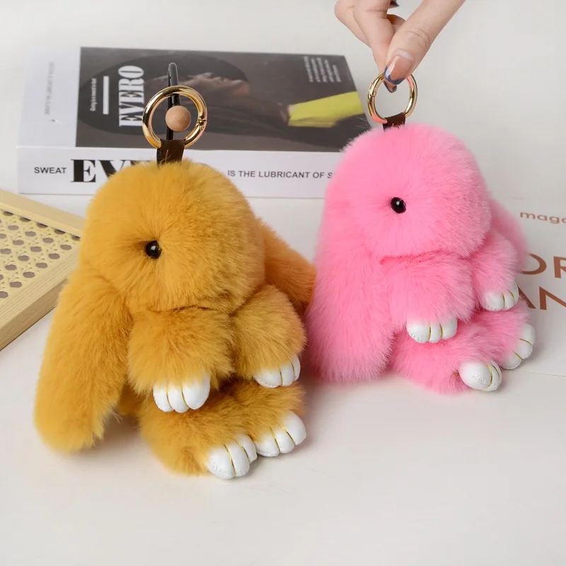 Rabbit Keychain Plush Ball Keychain Women's Bag Pendant Car Key Accessories Plush Doll Toy