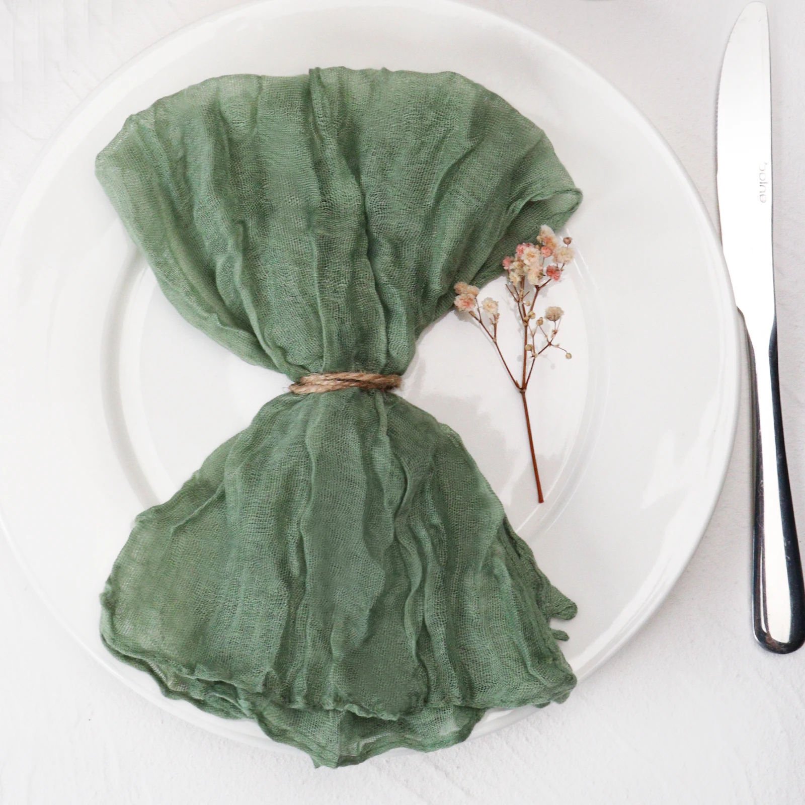 Description Picture 2 of item12pcs, Handmade Cheesecloth Napkins - Rustic Table Decor for Parties, Weddings, and Family Dinners