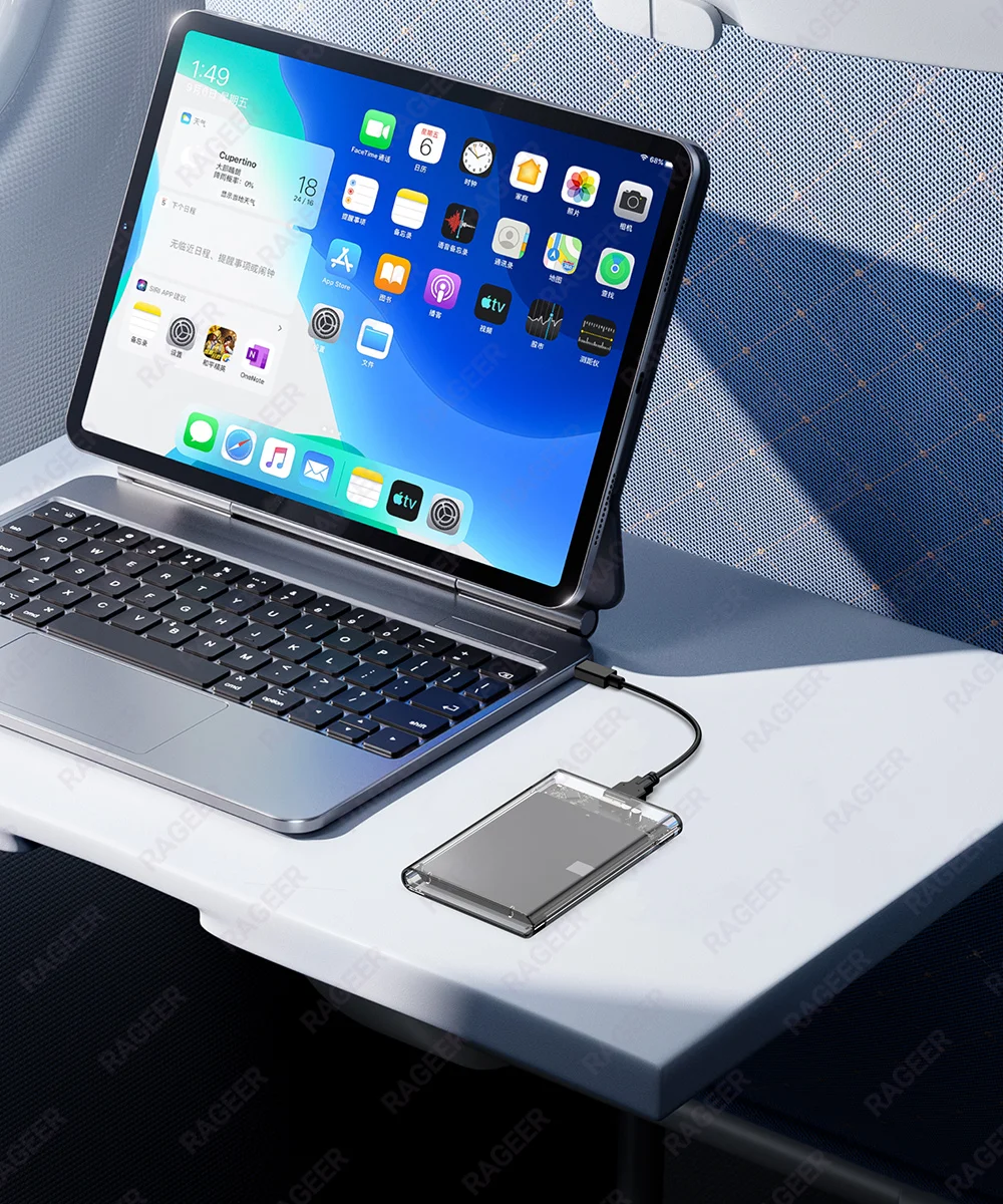 RAGEER 2.5 Externes Festplattengehäuse USB 3.0 zu SATA Transparentes Festplattengehäuse für 7mm/9.5mm SATA HDD/SSD Max 6TB UASP-Unterstützung – Detail 13